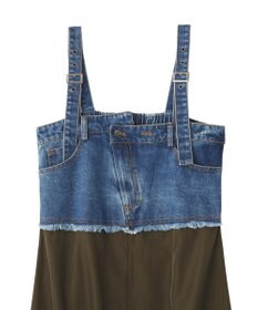 YECCA VECCA デニムMIXデザインサロペット