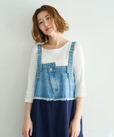 YECCA VECCA デニムMIXデザインサロペット