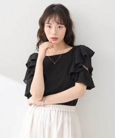 earth music&ecology 袖フリルデザインプルオーバー