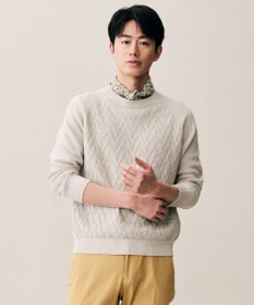 JOSEPH ABBOUD 【キングサイズ・エコ素材和紙使用・日本素材】和紙杢メッシュクルーネック ニット