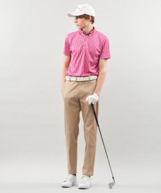 23区GOLF 【MEN】【UVケア/吸水速乾】ギンガムチェックロゴ 半袖ポロシャツ