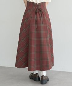 earth music&ecology バックレースアップチェックスカート