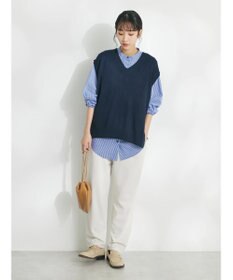 CRAFT STANDARD BOUTIQUE 【洗える】ニットベスト+バンドカラーシャツ-SET