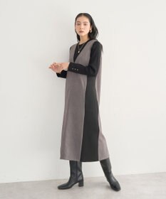 YECCA VECCA ニット切替フェイクスエードジャンスカ