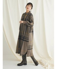 CRAFT STANDARD BOUTIQUE 先染めチェック（大）バンドカラー袖ＲＩＢ　ＯＰ