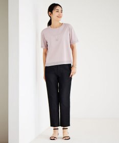 J.PRESS LADIES L 【洗える】シャンブレーサテン テーパード パンツ