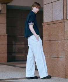 J.PRESS LADIES 【洗える】コットンリネンジャージー ポロ カットソー