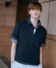 J.PRESS LADIES 【洗える】コットンリネンジャージー ポロ カットソー
