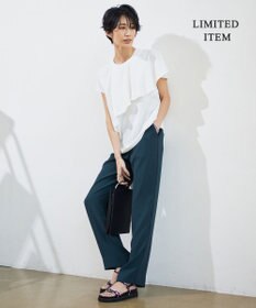 ICB 【接触冷感・UVケア・防シワ・洗える】エステルダブルクロス  ラッフルデザインブラウス