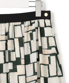 23区 L 【洗える】ARGENTIコラージュプリント ティアードスカート