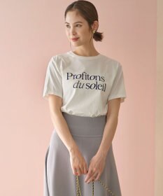 組曲 L ブルーデイジーロゴプリント Tシャツ