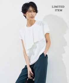 ICB 【接触冷感・UVケア・防シワ・洗える】エステルダブルクロス  ラッフルデザインブラウス