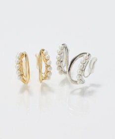 Phoebe 〈痛くないシリーズ/アレルギー対応〉プチパールダブルフープライトフィットイヤリング　シルバー