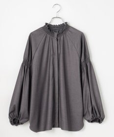 #Newans 【洗濯機可/しわになりにくい】シャーリングネック ボリュームスリーブブラウス