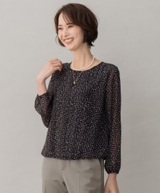 自由区 【洗える/ドット柄】ロイヤルシフォン プルオーバーカットソー