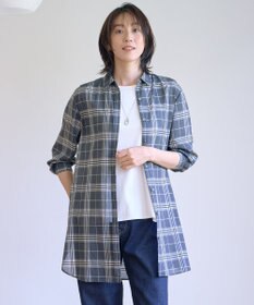 J.PRESS LADIES 【WEB限定カラーあり・洗える】SOFT SHEER チェック ロング シャツ