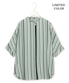 ICB L 【新色追加・接触冷感・UVケア・速乾・洗える】BackSatinAmunzen 5分袖バンドカラーブラウス