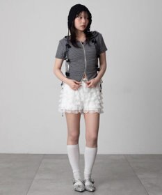 WEGO 半袖ドロストWジップパーカー