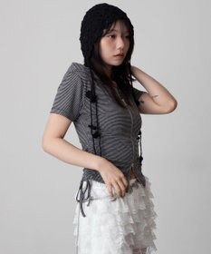 WEGO 半袖ドロストWジップパーカー