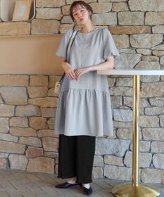 Tiaclasse L 【洗える】リップルピンタックワンピチュニック