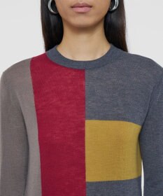 JOSEPH 【洗える】キャッシュエアーオーバーレイ　ラウンドネックニット