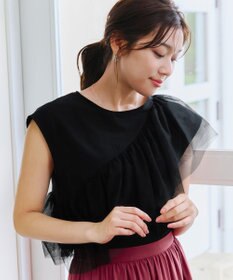 Tiaclasse 【洗える】フリルチュールレーストップス