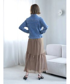 YECCA VECCA 箔プリントシアーギャザースカート