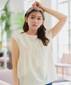 Tiaclasse 【洗える】フリルチュールレーストップス