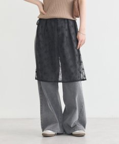 earth music&ecology フラワー刺繍レイヤードスカート