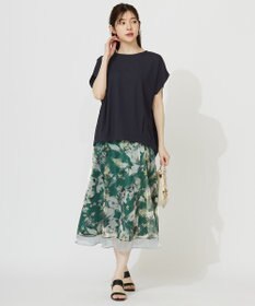 ANY SIS S 【接触冷感・UVカット・洗える】ハイストレッチスムースフレンチスリーブ カットソー