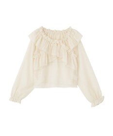 earth music&ecology シアーチェック2wayオフショルブラウス