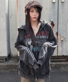 WEGO 【ユニセックス着用ITEM/MLサイズ展開】パウダーブリーチグラフィックZIPパーカー