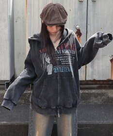 WEGO 【ユニセックス着用ITEM/MLサイズ展開】パウダーブリーチグラフィックZIPパーカー