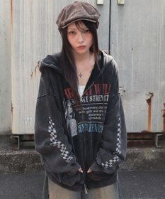 WEGO 【ユニセックス着用ITEM/MLサイズ展開】パウダーブリーチグラフィックZIPパーカー