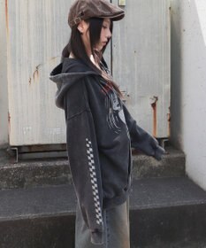 WEGO 【ユニセックス着用ITEM/MLサイズ展開】パウダーブリーチグラフィックZIPパーカー