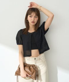 earth music&ecology フラワーコード刺繍カーディガン