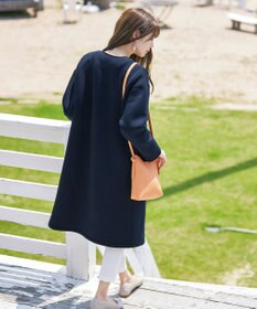 Tiaclasse パイピングノーカラーダンボールコート