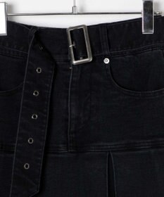 WEGO ベルト付デニムプリーツスカパン