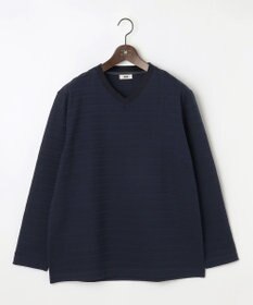 JOSEPH ABBOUD 【キングサイズ・オーガニックコットン使用・日本素材・日本縫製】 オーガニックヘリンボ-ンリンクス Vネック Tシャツ