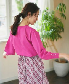 Feroux 【洗える】パールポイントパフスリーブ ニット