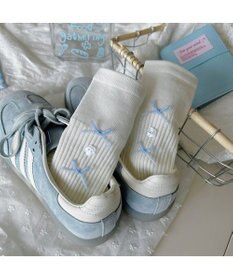 WEGO ダブルリボンボタンソックス
