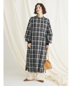 CRAFT STANDARD BOUTIQUE 先染めチェック（小）バンドカラー袖ＲＩＢ　ＯＰ