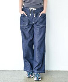 caqu FS linen easy wide リネンウエストゴムワイドストレート