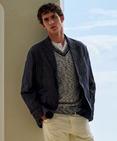 JOSEPH ABBOUD 【JAPANファブリック/セットアップ/清涼】LINEN DENIM ジャケット