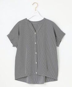 ANY SIS シルケットストライプ スキッパー カットソー