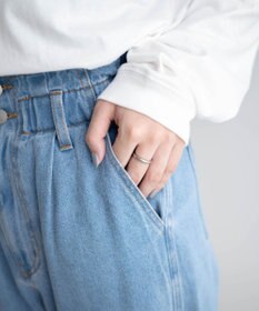 WEGO 【ウエストゴム】ウエストフリルデニムマムパンツ