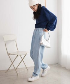 WEGO 【ウエストゴム】ウエストフリルデニムマムパンツ