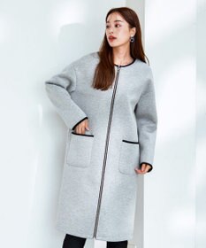 Tiaclasse パイピングノーカラーダンボールコート