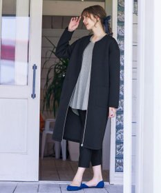 Tiaclasse パイピングノーカラーダンボールコート