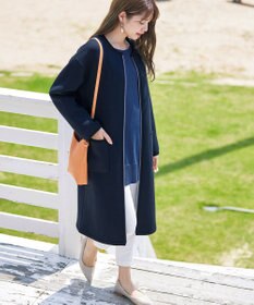 Tiaclasse パイピングノーカラーダンボールコート